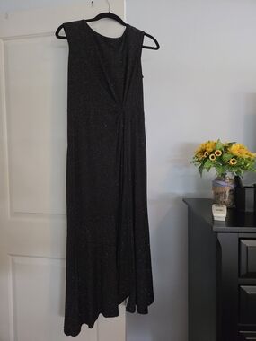 Sleeveless Black Sparkle Maxi Dress